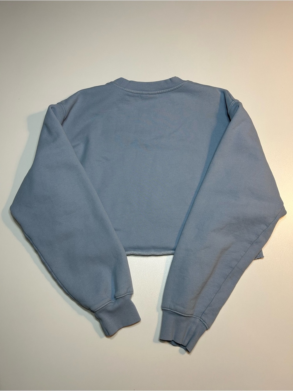 Aritzia Tna Cozy Fleece Perfect Cropped Crewneck Sweatshirt Blue - Picture 2 of 6